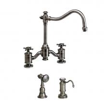 Waterstone 6250-2-MW - Waterstone Annapolis Bridge Faucet - Cross Handles - 2pc. Suite