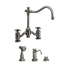 Waterstone 6250-3-MW - Waterstone Annapolis Bridge Faucet - Cross Handles - 3pc. Suite