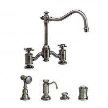 Waterstone 6250-4-MW - Waterstone Annapolis Bridge Faucet - Cross Handles - 4pc. Suite