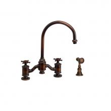 Waterstone 6350-1-MW - Waterstone Hampton Bridge Faucet - Cross Handles w/ Side Spray