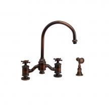 Waterstone 6350-1-PG - Waterstone Hampton Bridge Faucet - Cross Handles w/ Side Spray