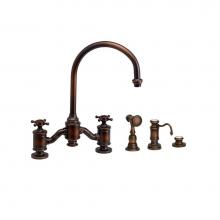 Waterstone 6350-3-MW - Waterstone Hampton Bridge Faucet - Cross Handles - 3pc. Suite