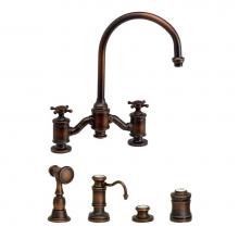 Waterstone 6350-4-MW - Waterstone Hampton Bridge Faucet - Cross Handles - 4pc. Suite