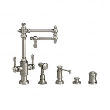 Waterstone 8010-12-4-MW - Waterstone Towson Two Handle Kitchen Faucet - 12'' Articulated Spout - 4pc. Suite