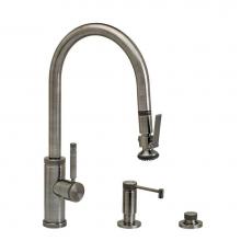 Waterstone 9810-3-WB - Industrial Plp Pulldown Faucet - Angled Spout - Lever Sprayer - 3Pc. Suite