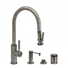 Waterstone 9810-4-MW - Waterstone Industrial PLP Pulldown Faucet - Lever Sprayer - Angled Spout - 4pc. Suite