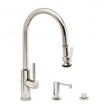 Waterstone 9860-3-WB - Modern Plp Pulldown Faucet - Angled Spout - Lever Sprayer - 3Pc. Suite