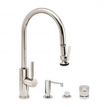 Waterstone 9860-4-WB - Modern Plp Pulldown Faucet - Angled Spout - Lever Sprayer - 4Pc. Suite