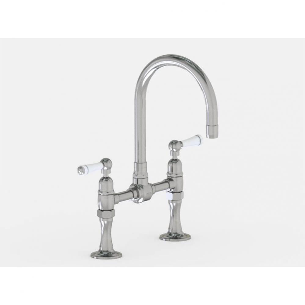 Deck Mount 7'' Swivel Bar Faucet Spout with White Ceramic Lever