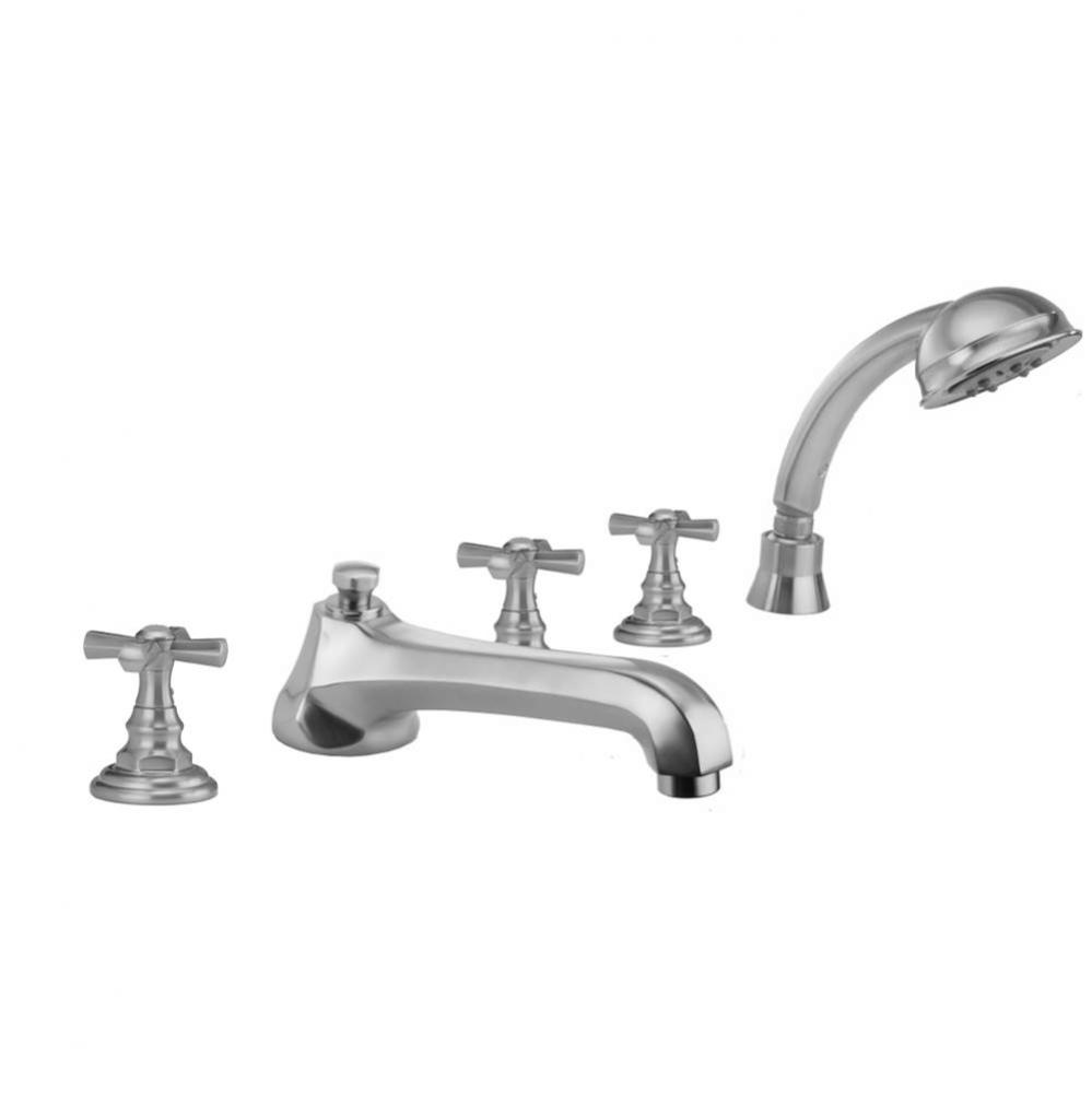 Westfield Roman Tub Set with Low Spout and Hex Cross Handles and Straight Handshower