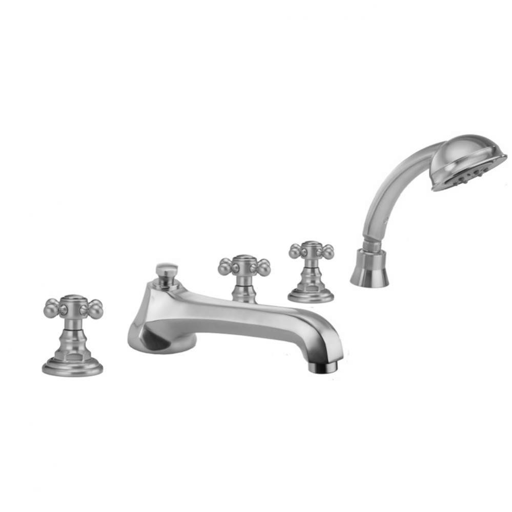 Westfield Roman Tub Set with Low Spout and Cross Handles and Straight Handshower