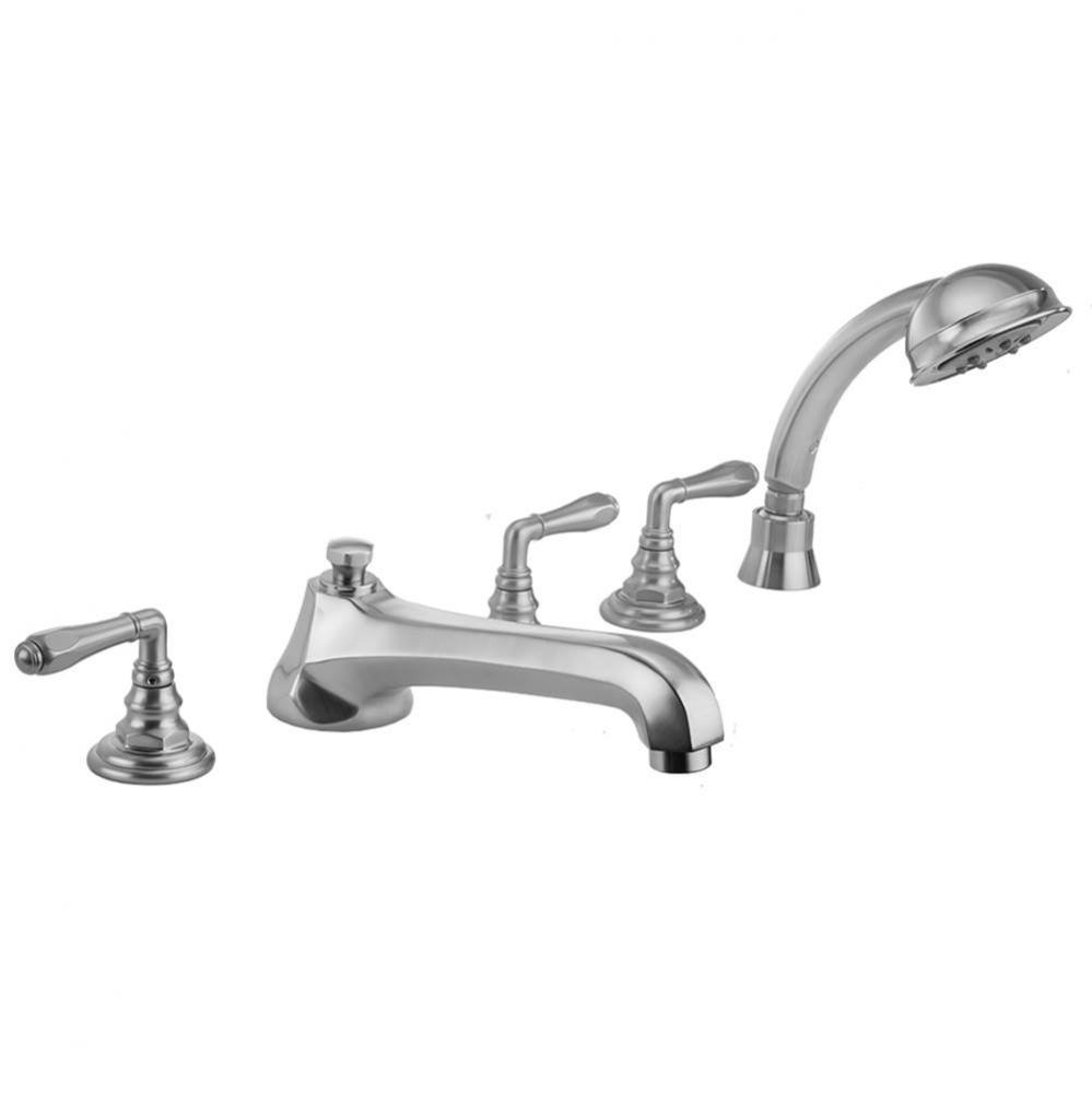 Astor Roman Tub Set with Low Spout and Hex Lever Handles and Straight Handshower