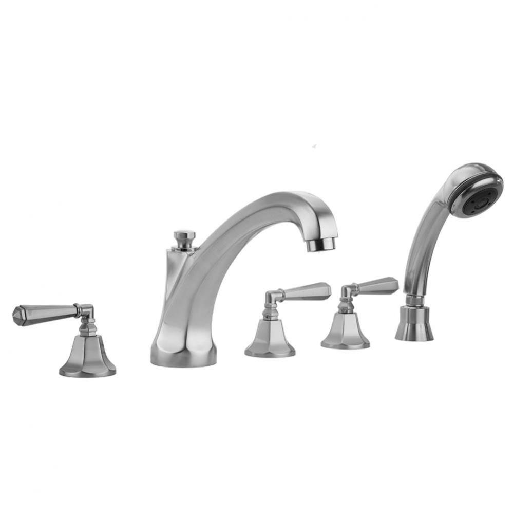 Astor Roman Tub Set with High Spout and Hex Lever Handles and Straight Handshower