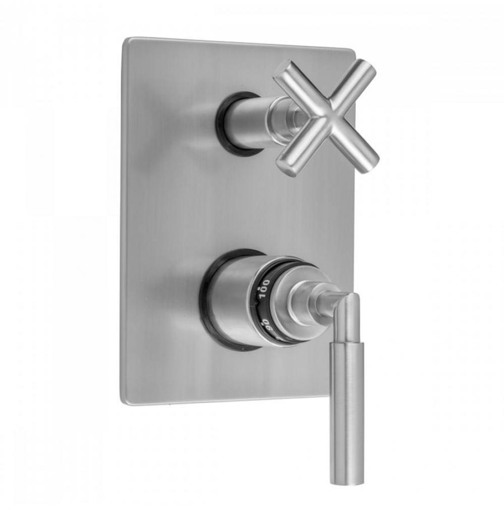 Rectangle Plate with Hub Base Lever Thermostatic Valve with Hub Base Cross Built-in 2-Way Or 3-Way