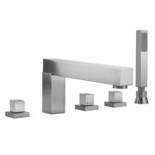 Jaclo 5404-S-470-TRIM-RG - CUBIX® Roman Tub Set with Cube Handles and Straight Handshower