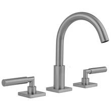 Jaclo 8881-TSQ459-1.2-PCH - Uptown Contempo Faucet with Square Escutcheons & Hub Base Lever Handles -1.2 GPM