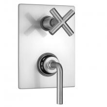 Jaclo T7358-TRIM-SB - Rectangle Plate with Contempo Slim Lever Thermostatic Valve with Contempo Slim Cross Built-in 2-Wa