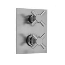 Jaclo T7532-TRIM-PLM - Rectangle Plate with Contempo Cross Thermostatic Valve with Contempo Cross Built-in 2-Way Or 3-Way