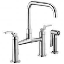 Brizo 62554LF-PC - Litze® Bridge Faucet with Square Spout and Industrial Handle