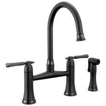 Brizo 62558LF-BLBNX - The Tulham™ Kitchen Collection by Brizo® Bridge Kitchen Faucet with Side Spray