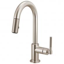 Brizo 63943LF-SS - Litze® Pull-Down Prep Faucet with Arc Spout - Knurled Handle