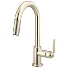 Brizo 63944LF-PN - Litze® Pull-Down Prep Faucet with Arc Spout - Industrial Handle