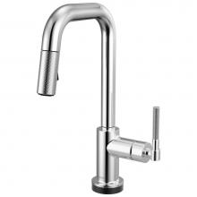 Brizo 64953LF-PC - Litze® Smarttouch Pull-Down Prep Faucet with Square Spout - Knurled Handle