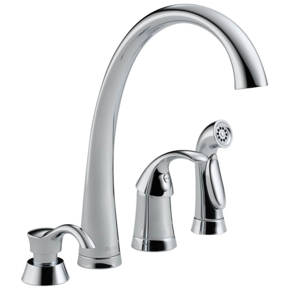 Pilar® Single Handle Kitchen Faucet with Spray and Soap Dispenser