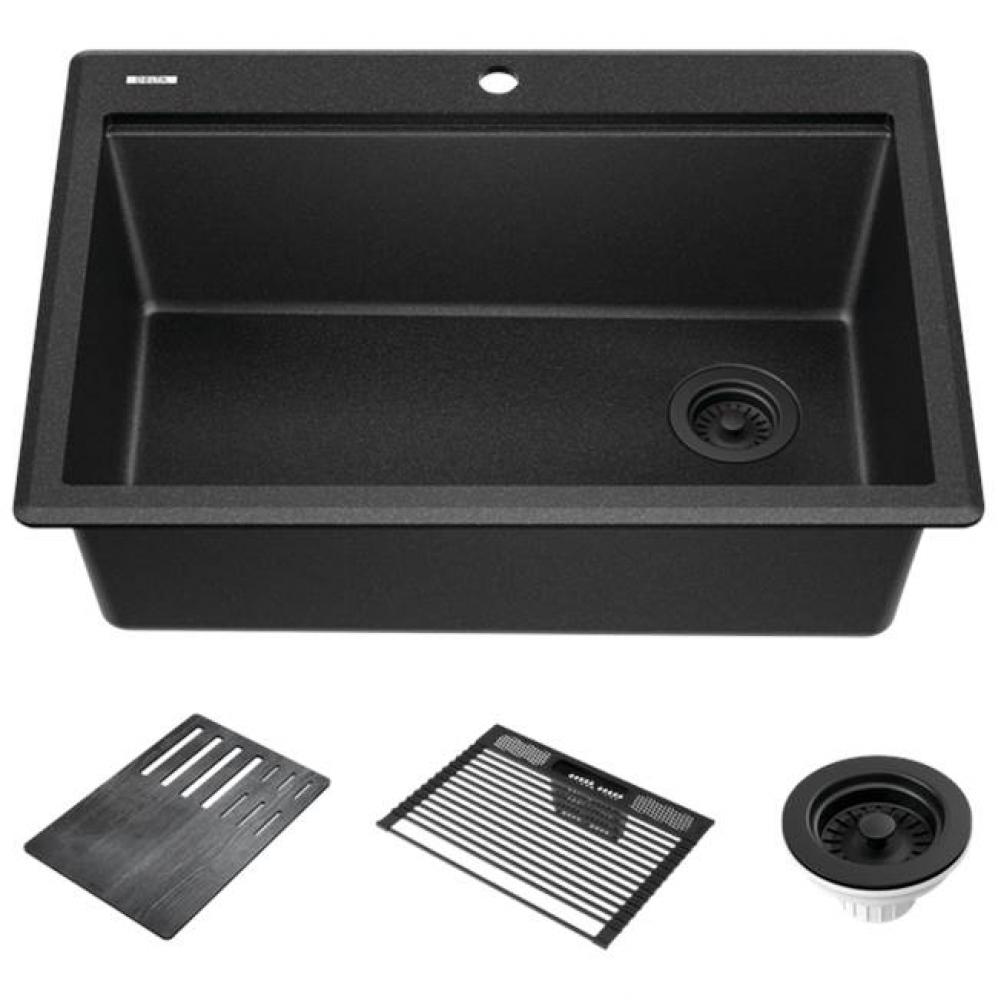 Everest™ 30'' Granite Composite Workstation Kitchen Sink Drop-In Top Mount Single Bowl