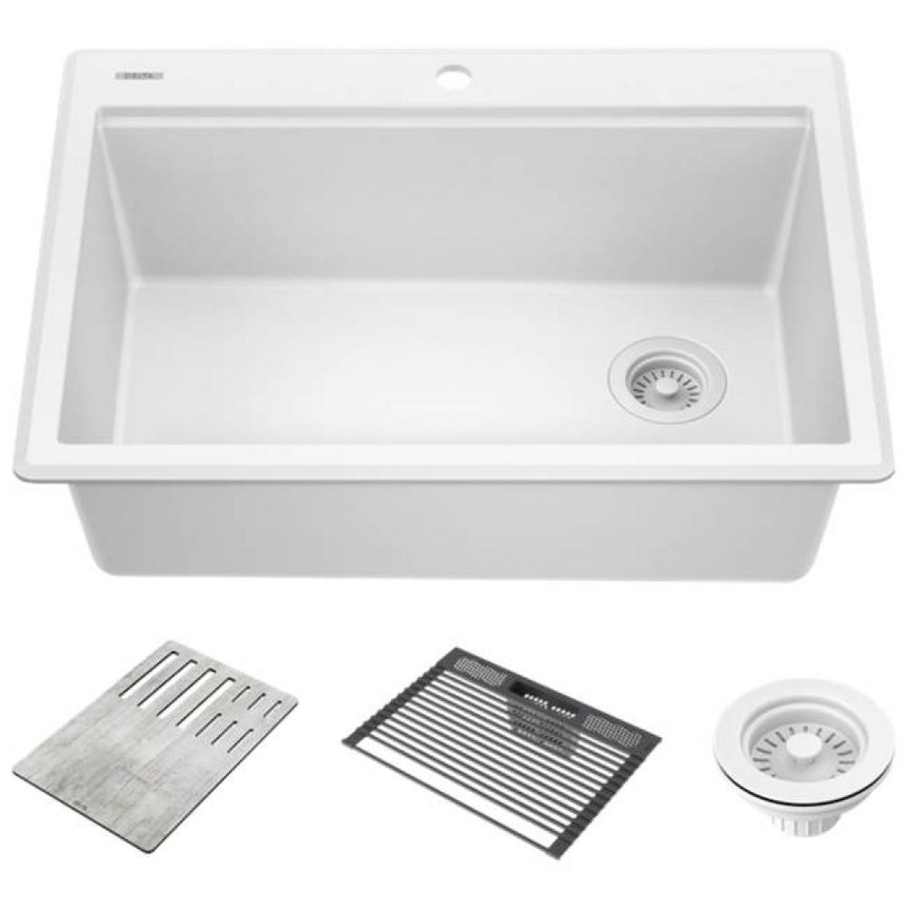 Everest™ 30'' Granite Composite Workstation Kitchen Sink Drop-In Top Mount Single Bowl