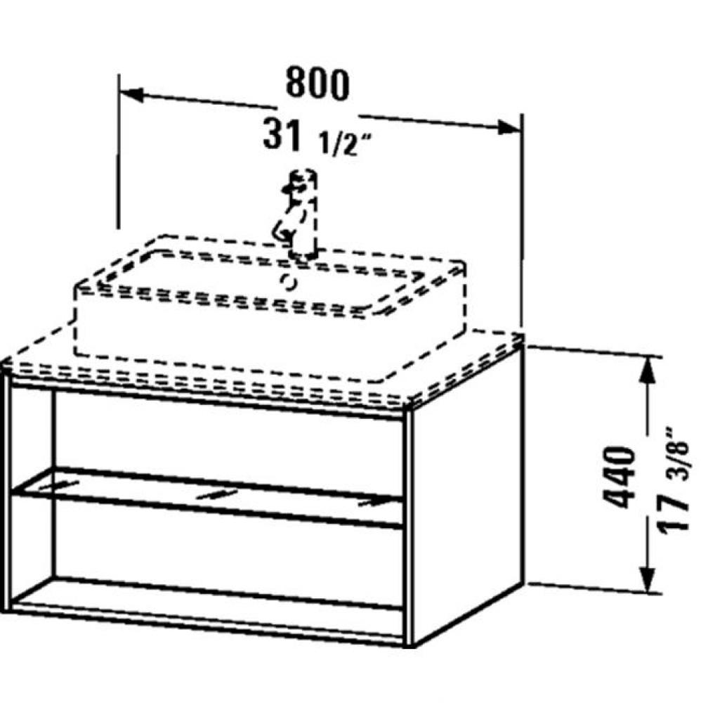 XL Vanity unit for cons, Brush Oak 440x800x548mm, 2