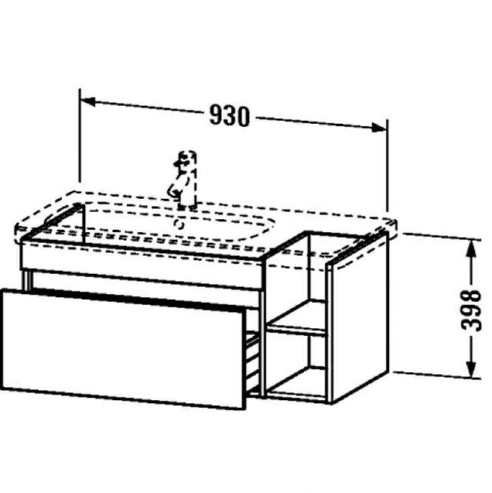 DS Vanity unit WM Natural Walnut 398x930x448mm, 1 drawer,