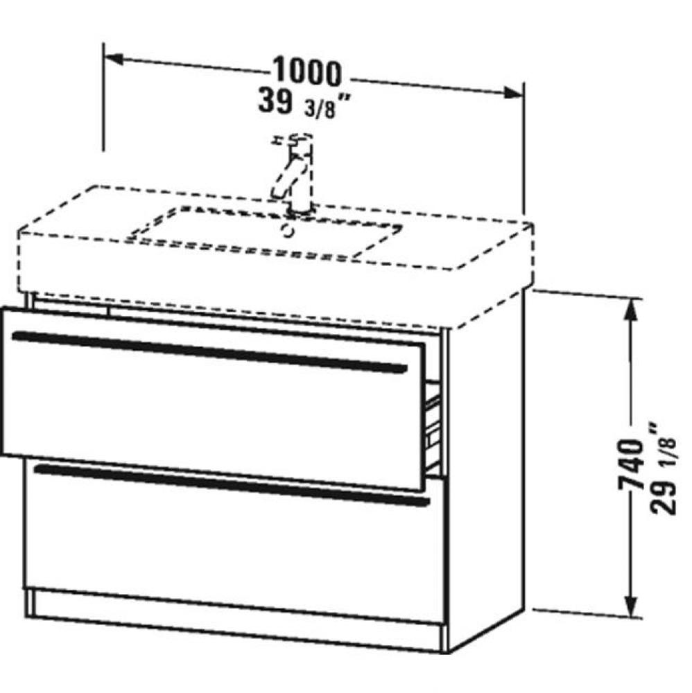 X-Large vanity unit, Graphite Matt 740x1000x470mm, 2 drawers for