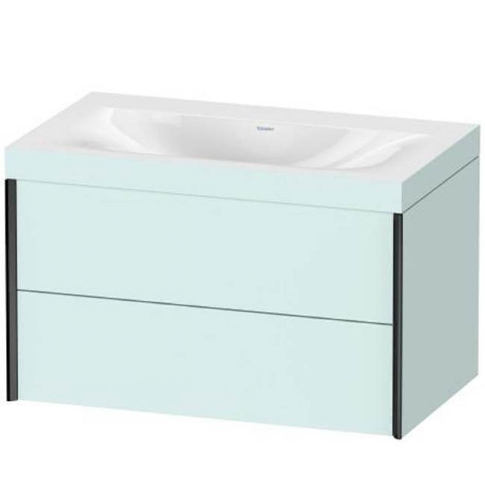 Duravit XViu Two Drawer C-Bonded Wall-Mount Vanity Kit Light Blue