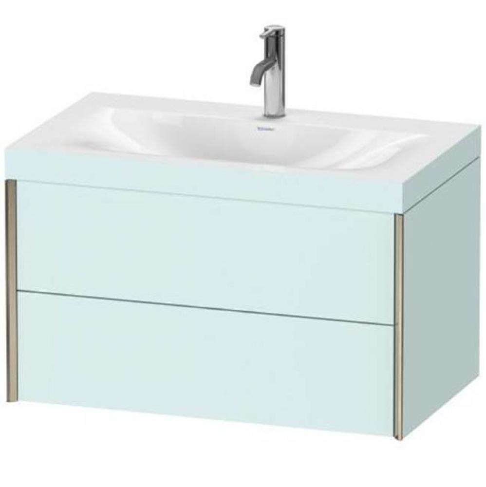 Duravit XViu Two Drawer C-Bonded Wall-Mount Vanity Kit Light Blue