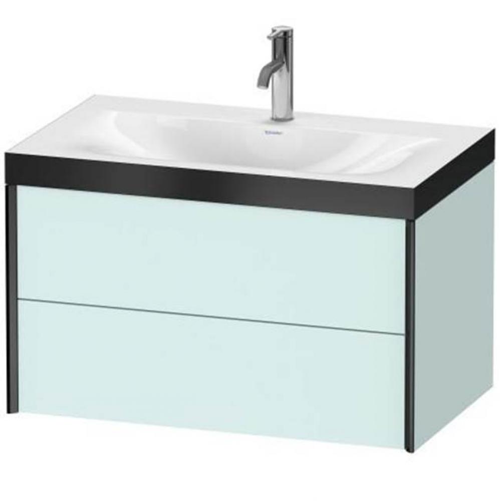 Duravit XViu Two Drawer C-Bonded Wall-Mount Vanity Kit Light Blue