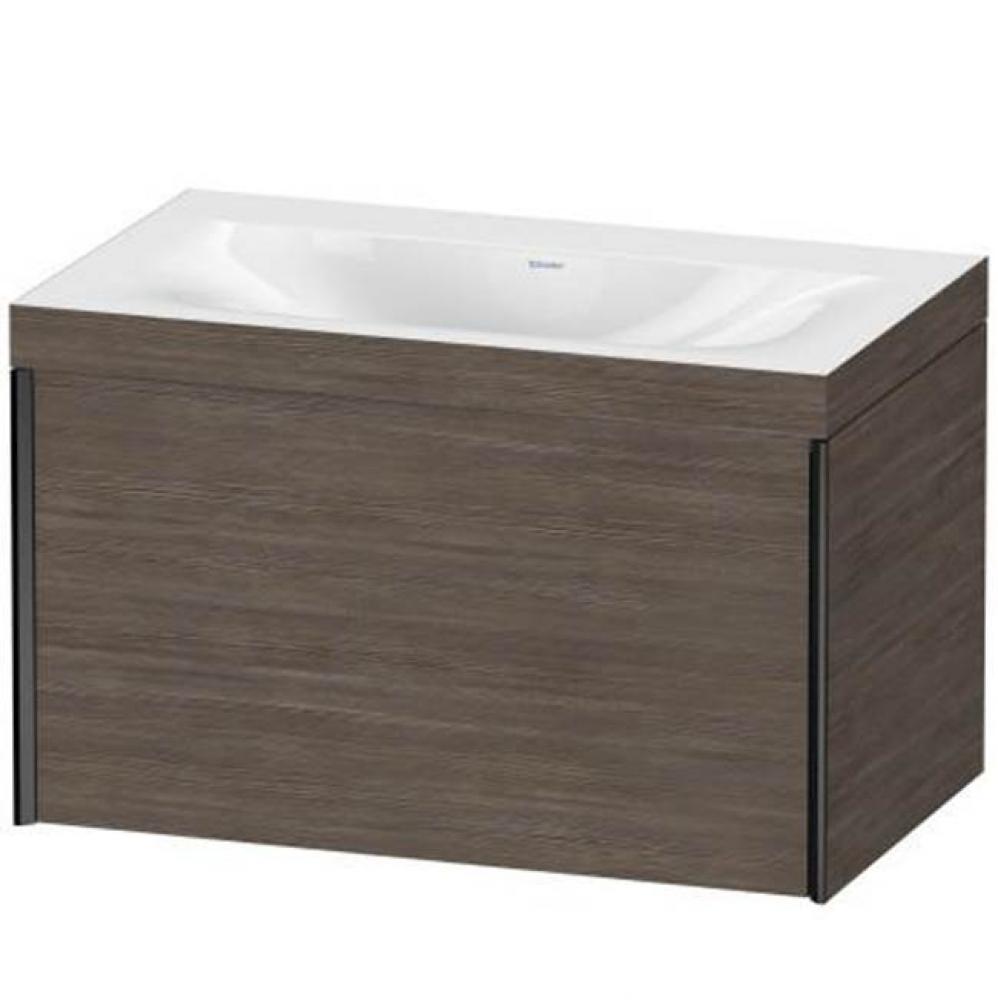 Duravit XViu One Drawer C-Bonded Wall-Mount Vanity Kit Silver Pine