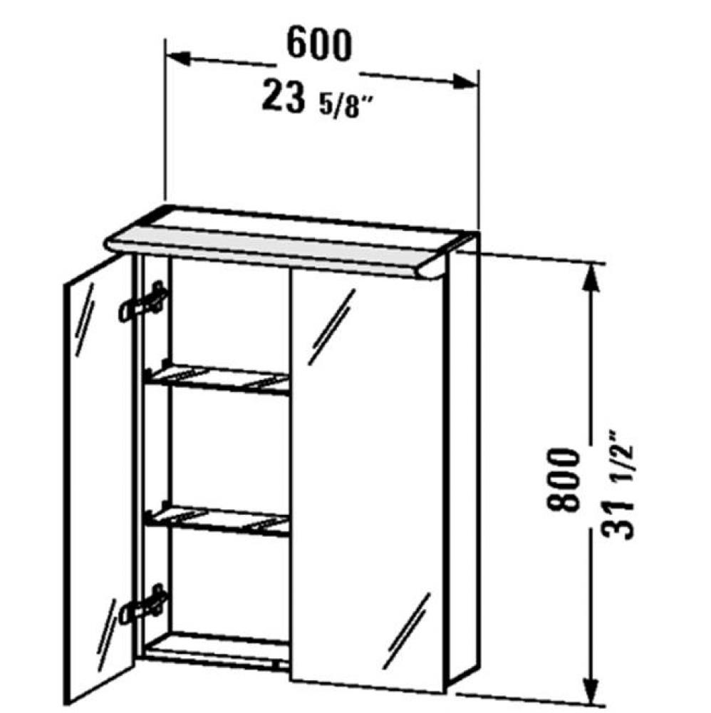 DN Mirror cabinet 800x600x270mm Pine