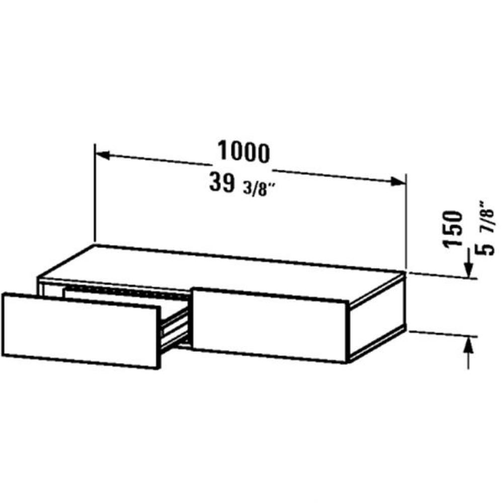 DS Shelf with drawer, Terra M - 5 7/8''x39 3/8''x17