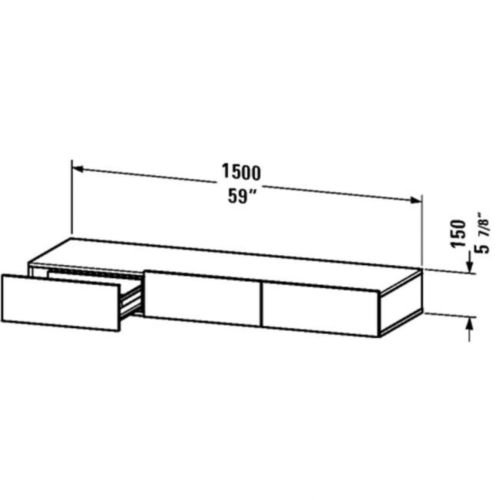 DS Shelf with drawer, Terra M - 5 7/8''x59''x17