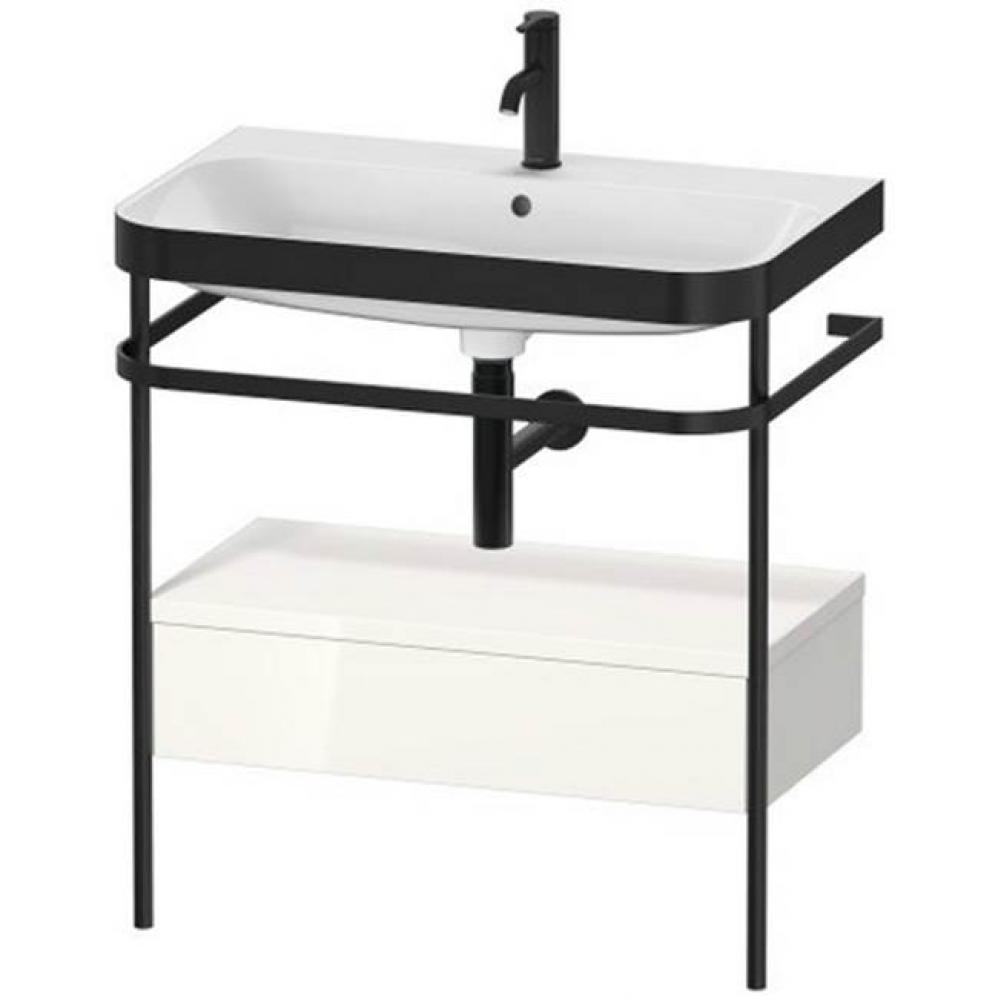 Happy D.2 Plus C-Bonded Vanity Kit with Sink and Metal Console White