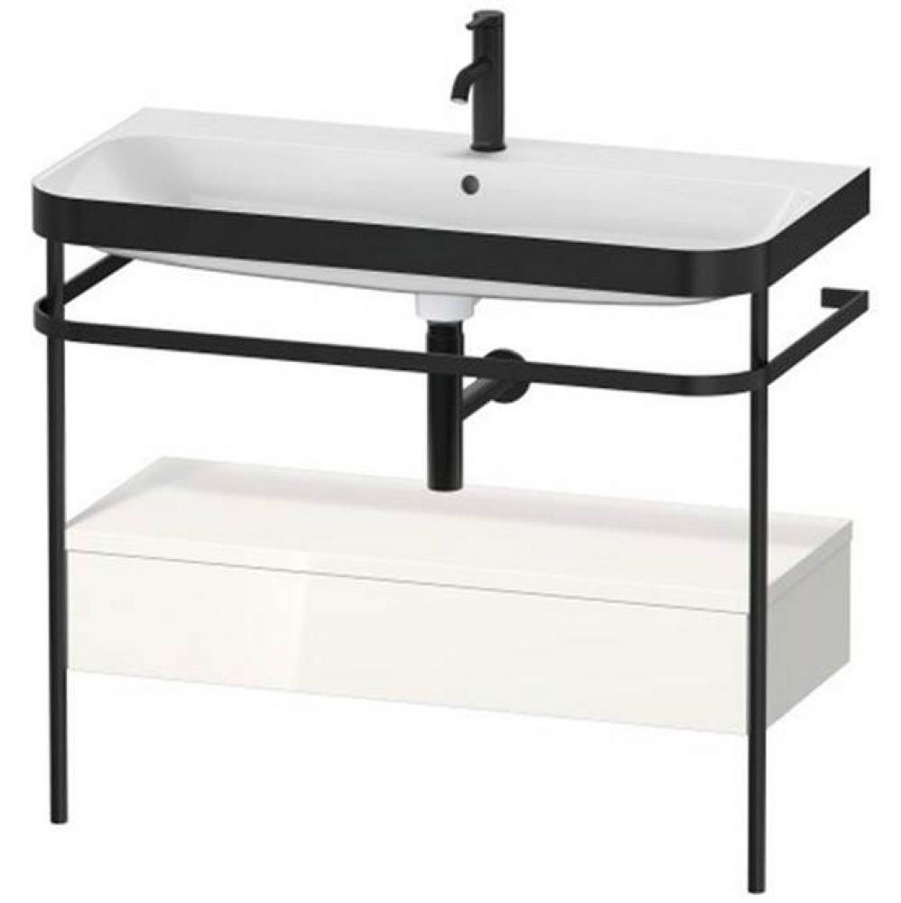 Happy D.2 Plus C-Bonded Vanity Kit with Sink and Metal Console White