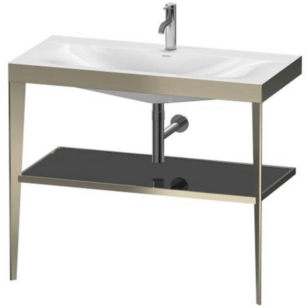 Duravit XViu C-Bonded Vanity Kit with Sink and Metal Console Black|Champagne