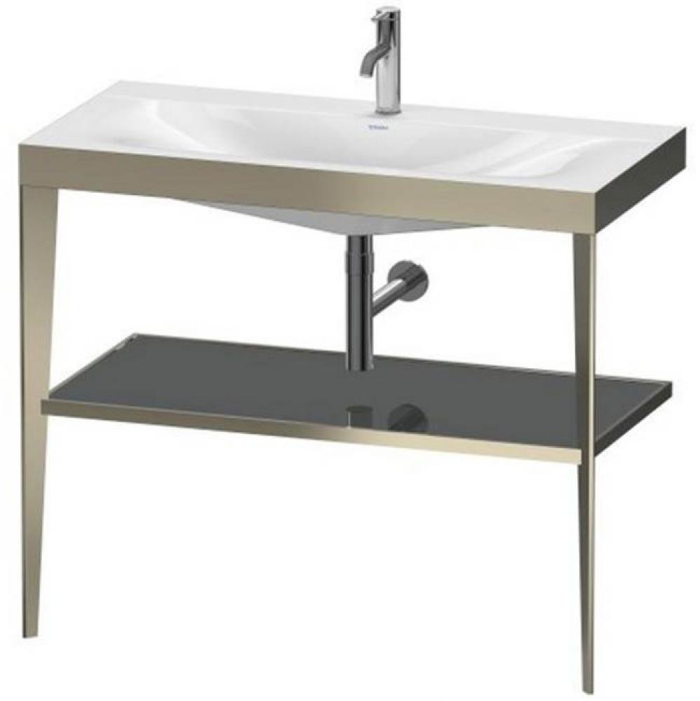 Duravit XViu C-Bonded Vanity Kit with Sink and Metal Console Flannel Gray|Champagne