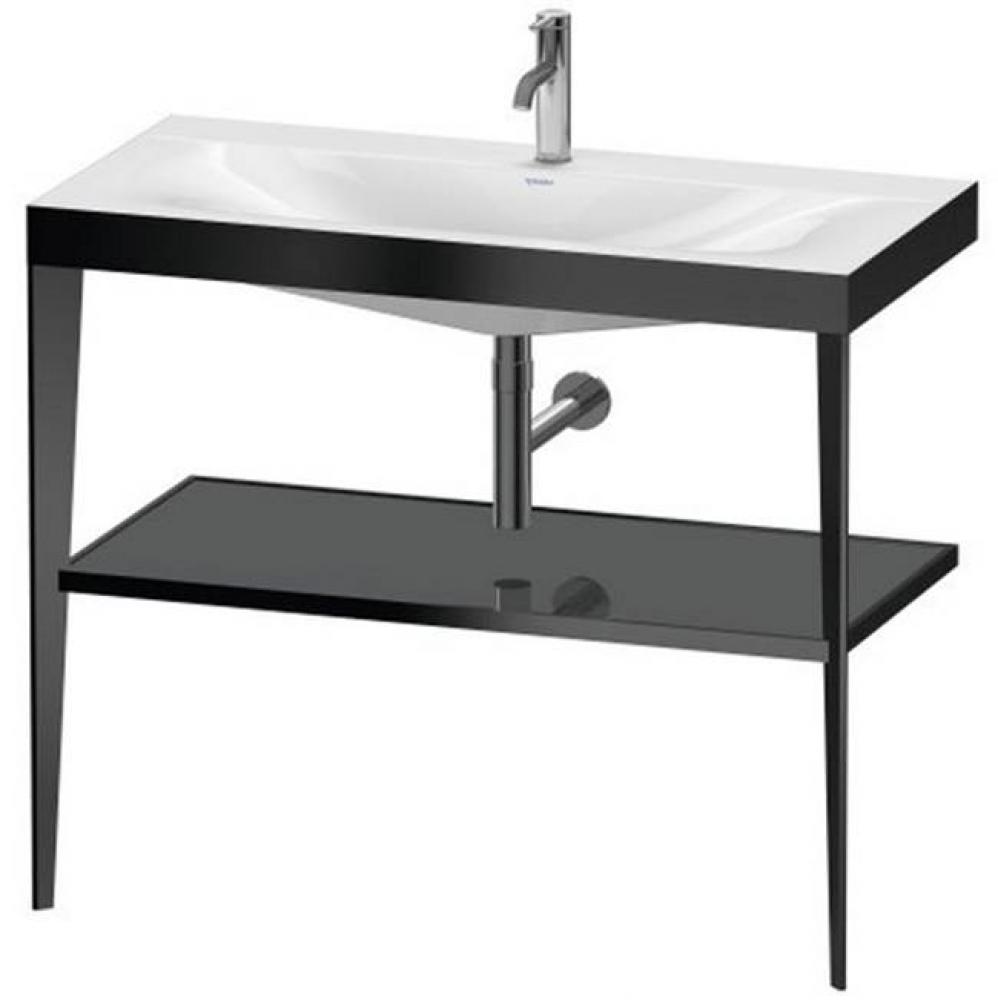 Duravit XViu C-Bonded Vanity Kit with Sink and Metal Console Flannel Gray|Black