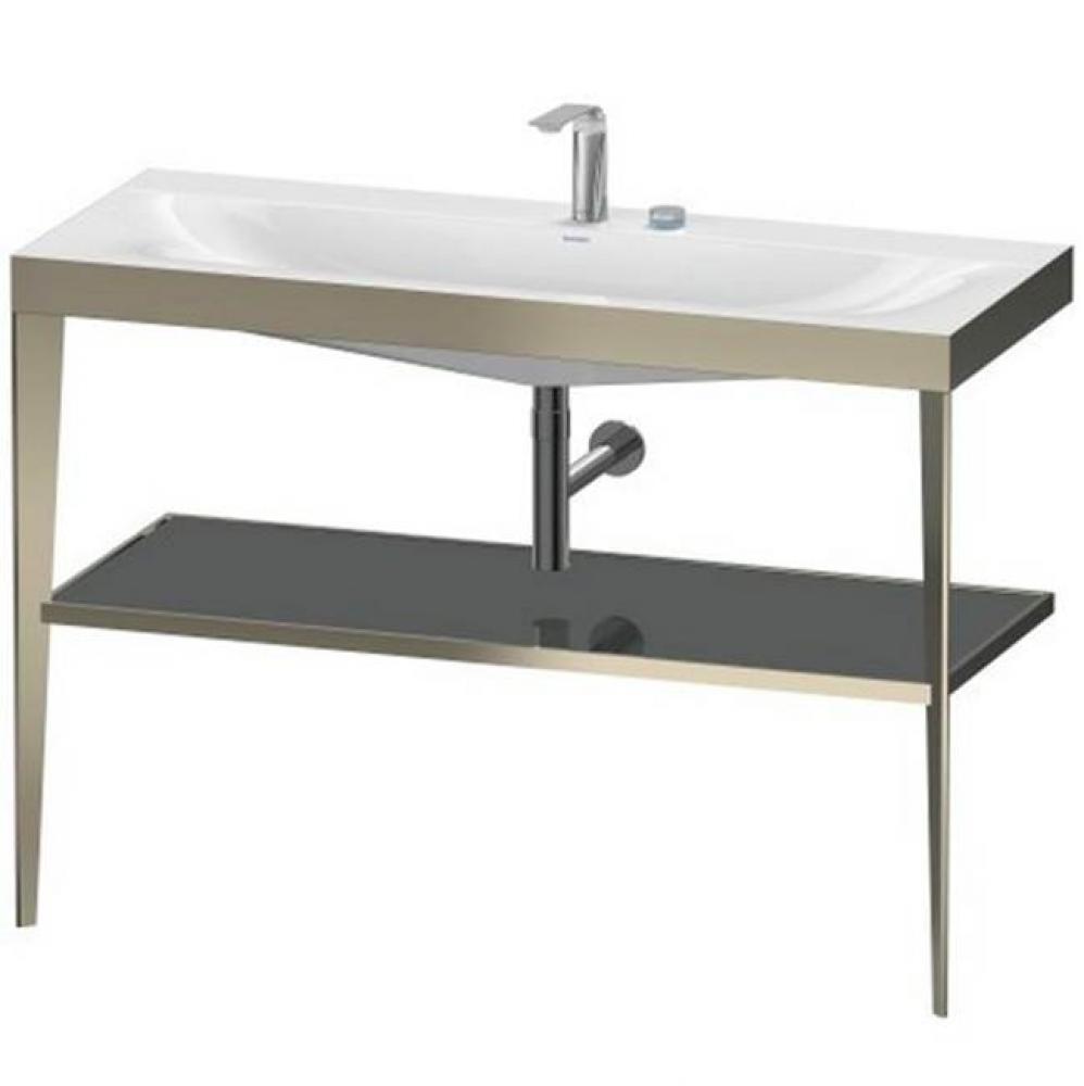 Duravit XViu C-Bonded Vanity Kit with Sink and Metal Console Flannel Gray|Champagne