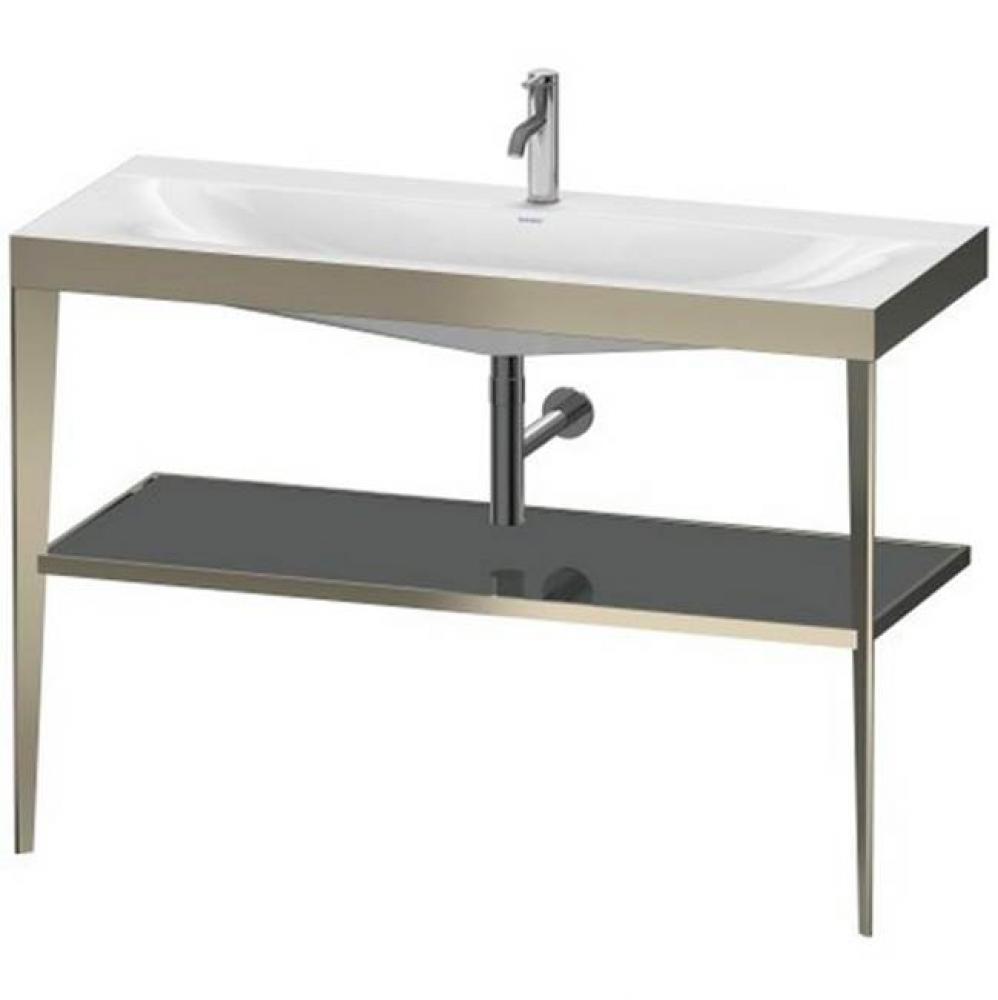 Duravit XViu C-Bonded Vanity Kit with Sink and Metal Console Flannel Gray|Champagne