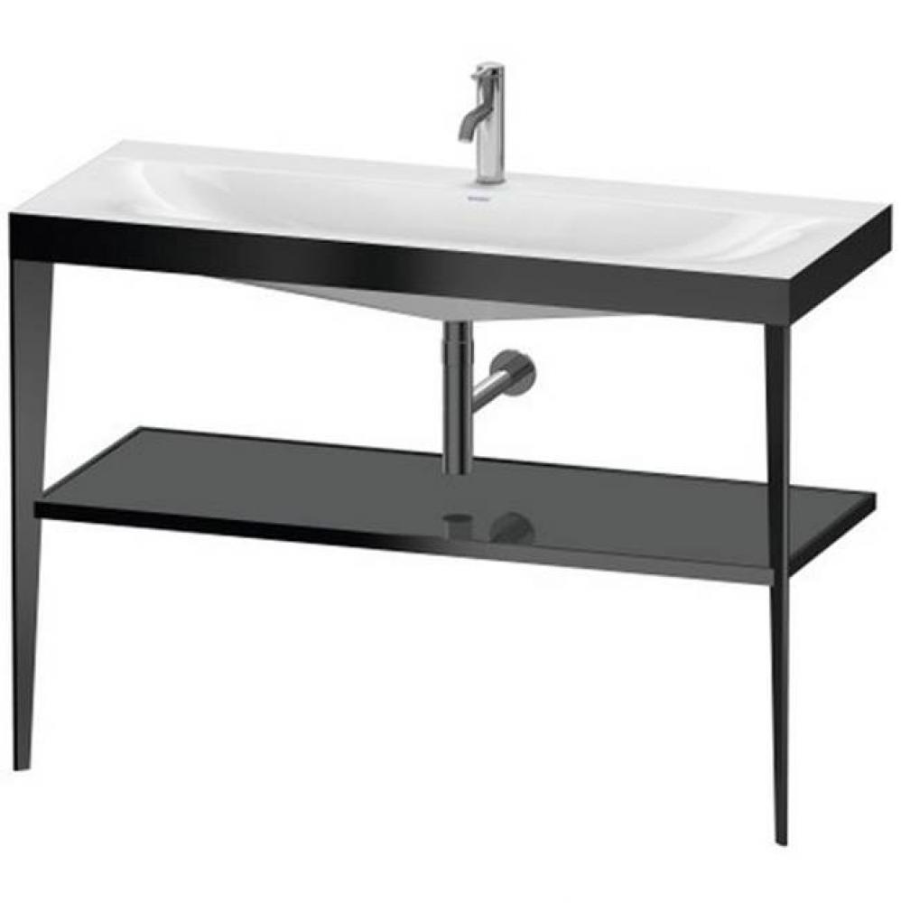 Duravit XViu C-Bonded Vanity Kit with Sink and Metal Console Flannel Gray|Black