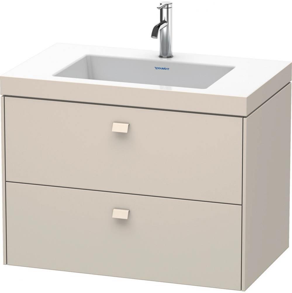 Brioso Two Drawer C-Bonded Wall-Mount Vanity Kit Taupe