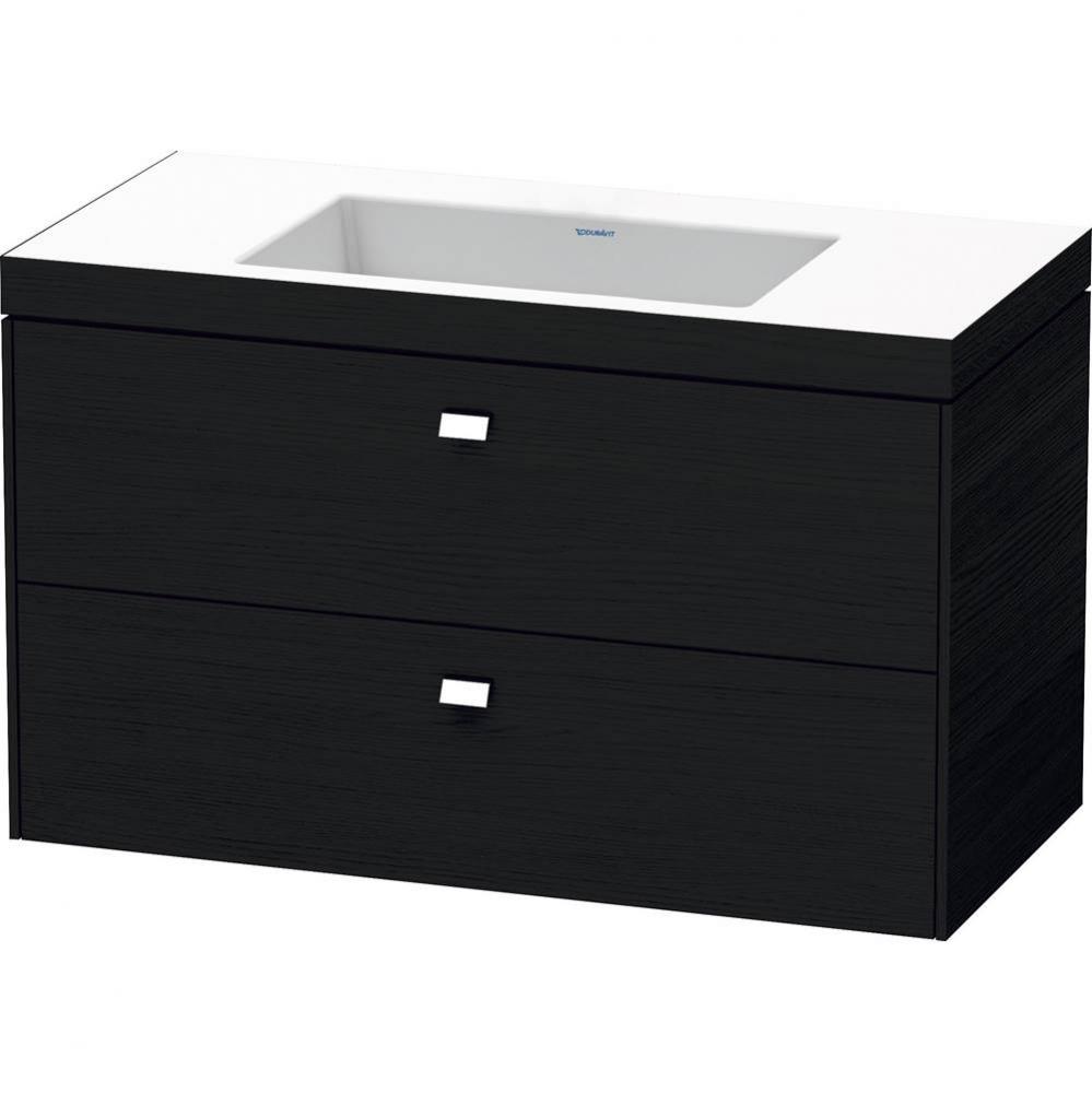 Brioso Two Drawer C-Bonded Wall-Mount Vanity Kit Oak Black